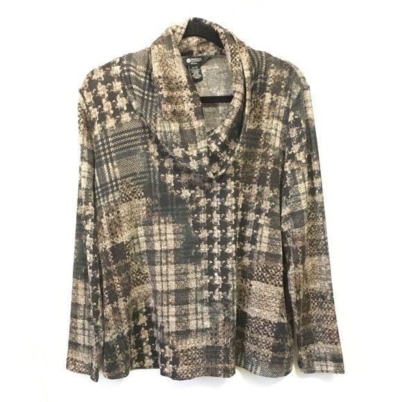 Haggar Clothing Stretchy Patchwork Cowl Turtleneck Top - XL - Picture 2 of 16